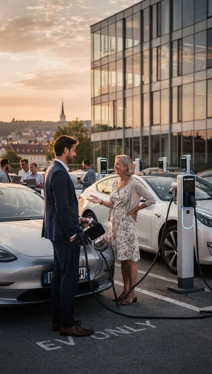 Grafik, die die Vorteile der E-MobilitГ¤t fГјr Arbeitnehmer veranschaulicht.